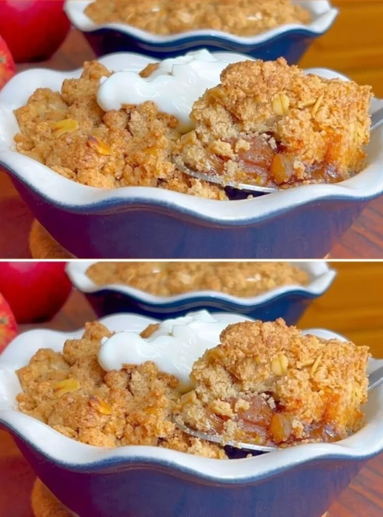 Delicious flourless apple crumble topped with a crispy oat mixture