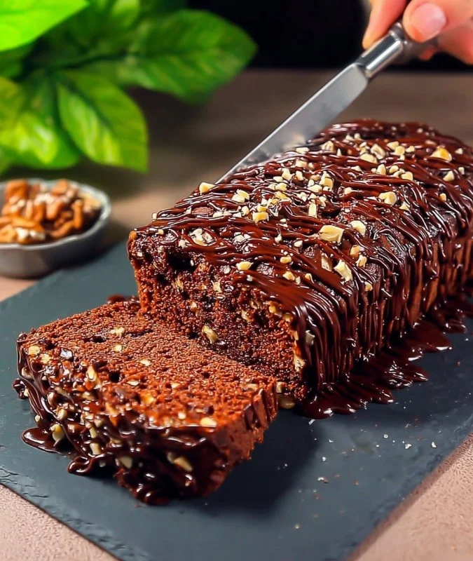 Gluten-free chocolate banana dessert topped with fresh banana slices and chocolate drizzles