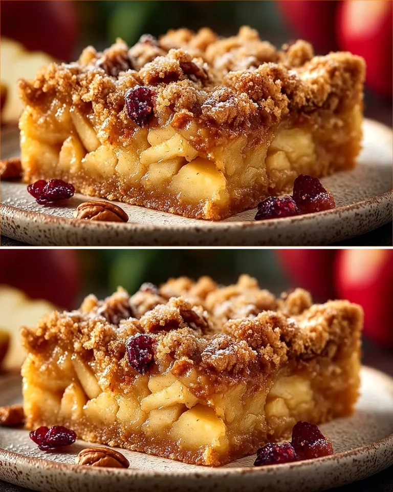 Healthy apple crumble dessert topped with oats and cinnamon in a baking dish