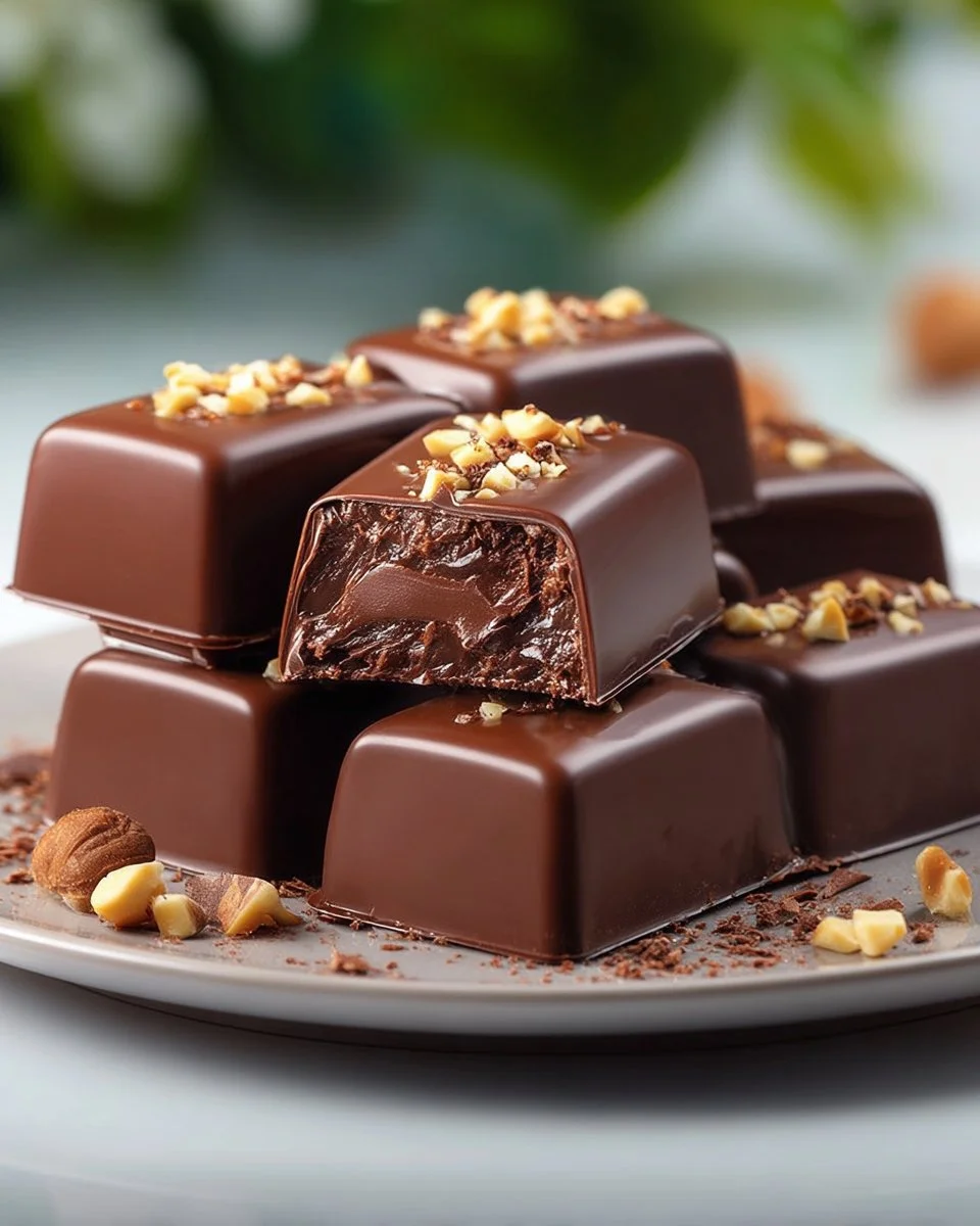 Assorted healthy chocolate candies made with natural ingredients.