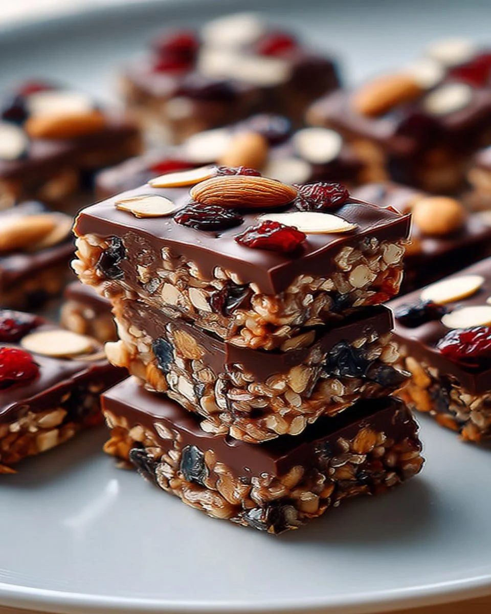 Homemade healthy oat bars stacked on a wooden surface