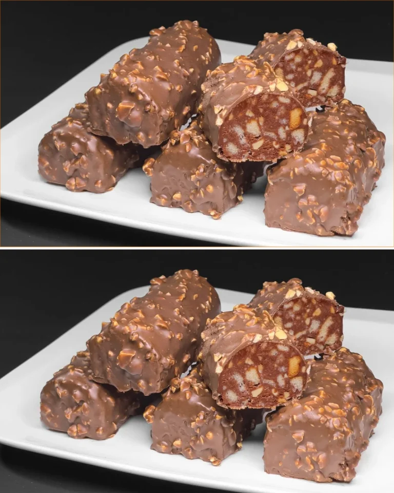 Delicious Nut Chocolate Dessert topped with mixed nuts and chocolate drizzle.