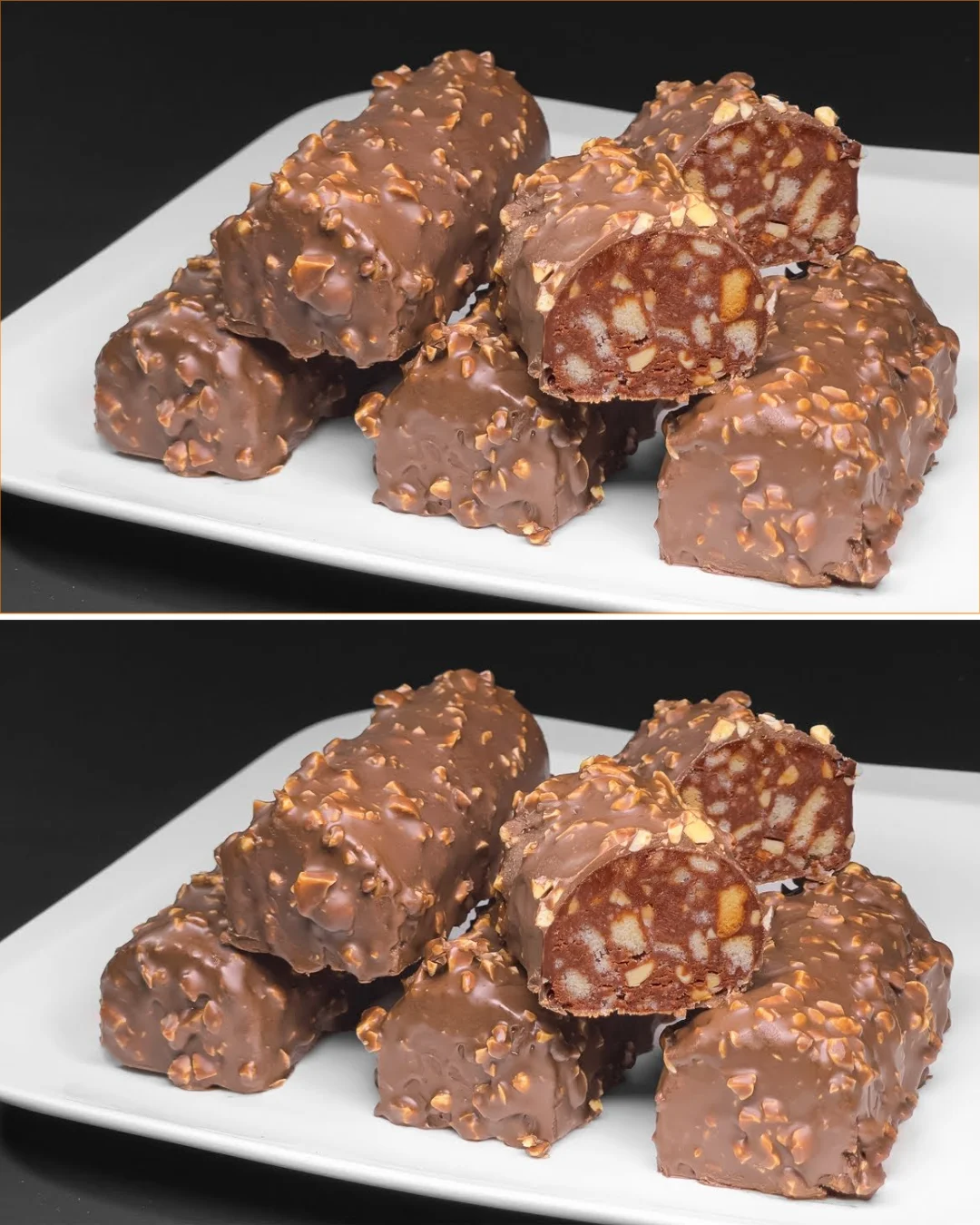Delicious Nut Chocolate Dessert topped with mixed nuts and chocolate drizzle.