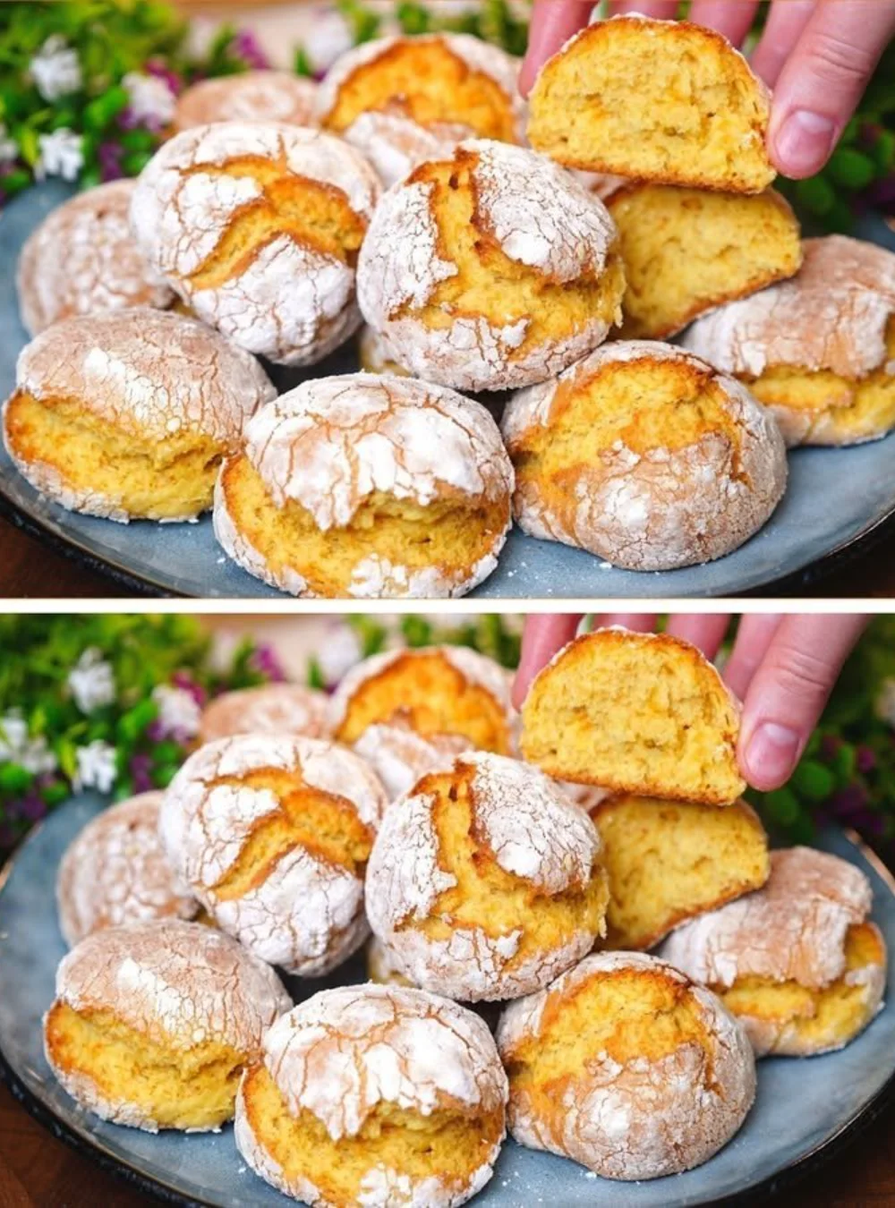 Plate of quick and delicious orange cookies with a citrus glaze