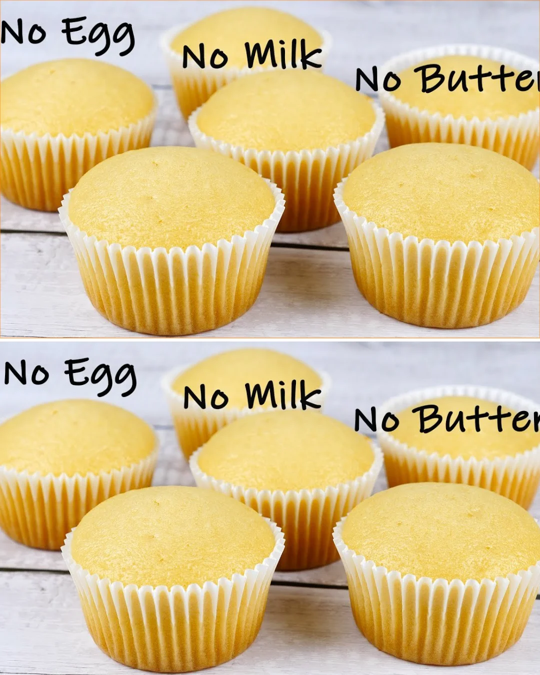 Super moist vanilla cupcakes without egg, milk, or butter