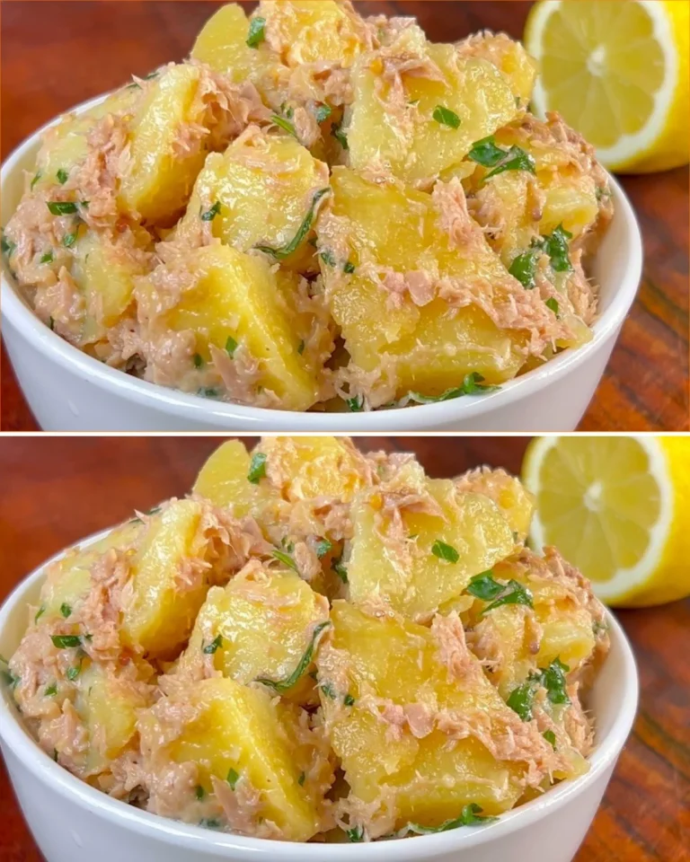 Delicious Tuna Potatoes served on a plate with herbs and spices.
