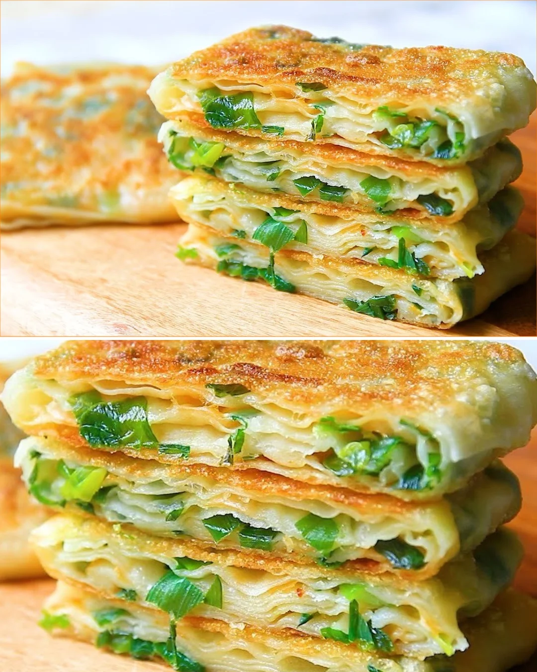 Crispy scallion cheese pancakes served on a plate with a dipping sauce