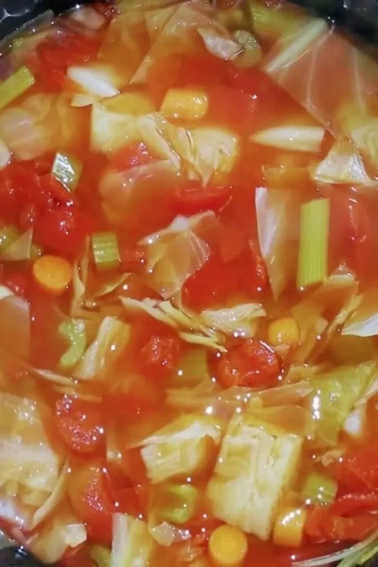 Bowl of healthy Diet Cabbage Soup with fresh vegetables