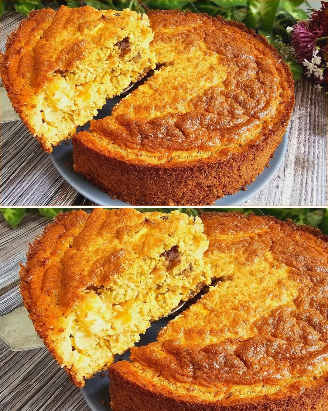Healthy Oat Apple Carrot Cake with fresh apples and carrots