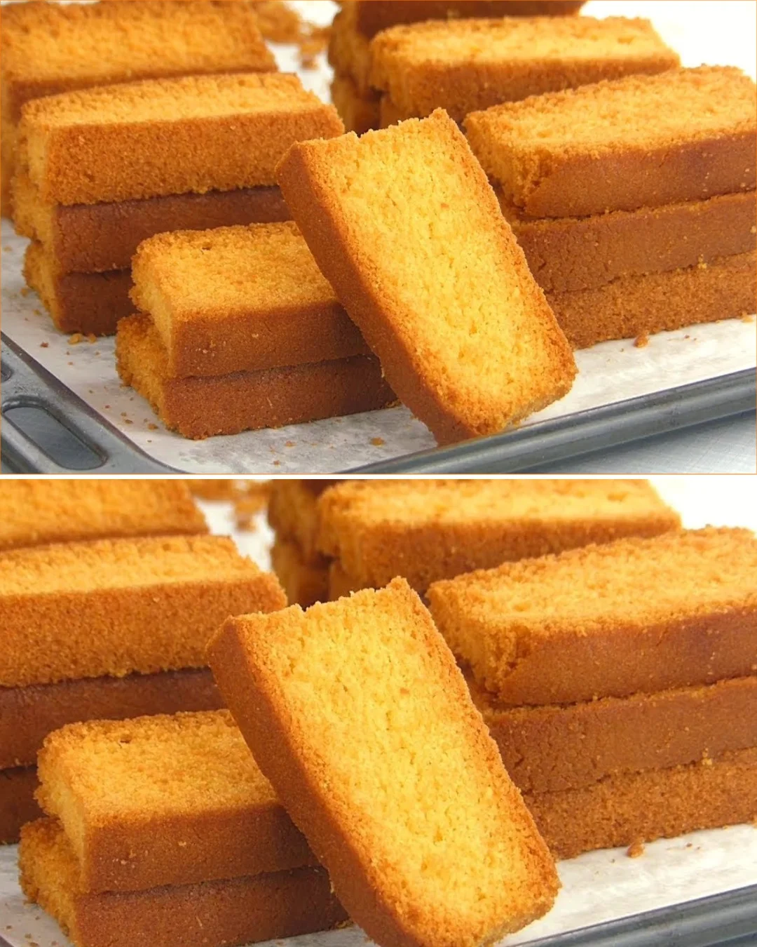Crispy homemade cake rusk recipe and finished product