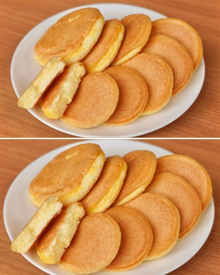 Fluffy egg pancakes served on a plate for breakfast