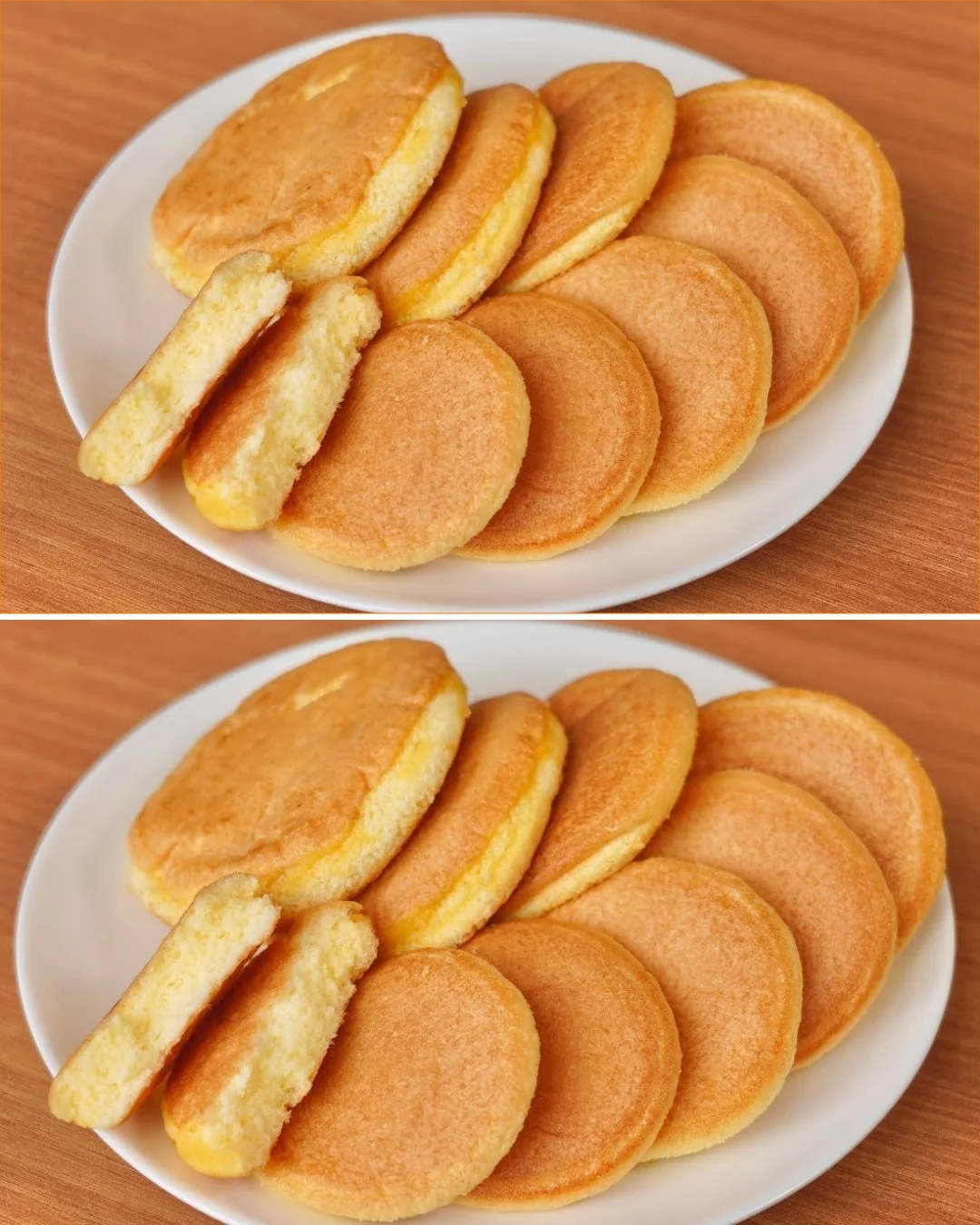 Fluffy egg pancakes served on a plate for breakfast