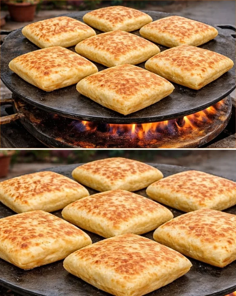 Delicious homemade Msemen, Moroccan flatbread served with honey and butter.