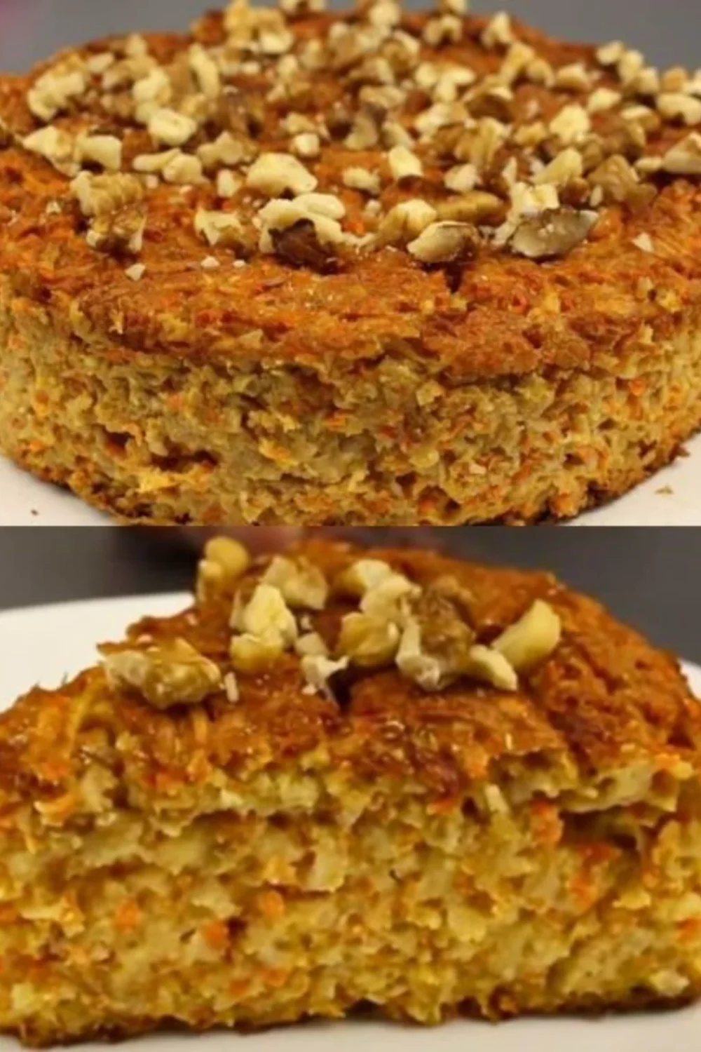 Healthy oatmeal carrot pie made without flour, sugar, or butter