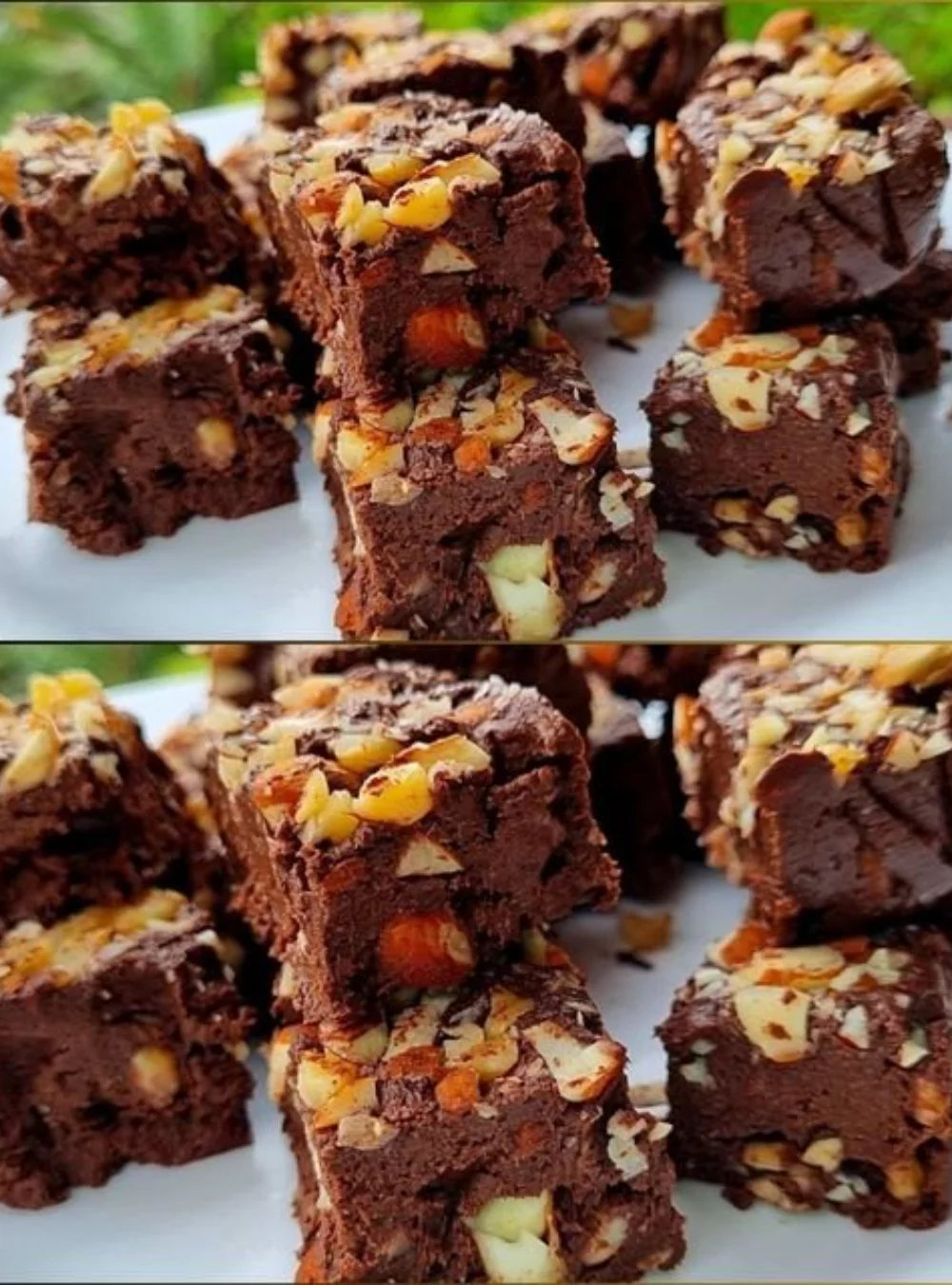 Delicious vegan dessert made with bananas, cocoa, and nuts, no oats or sugar.
