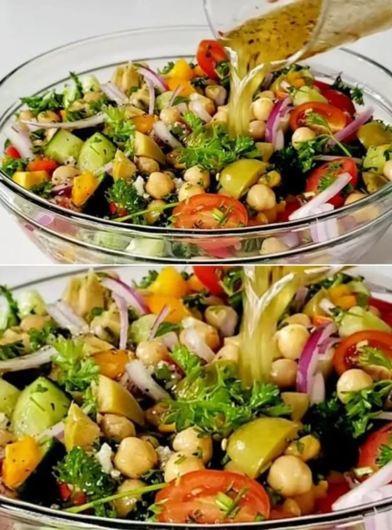 Delicious Mediterranean Chickpea Salad with fresh vegetables