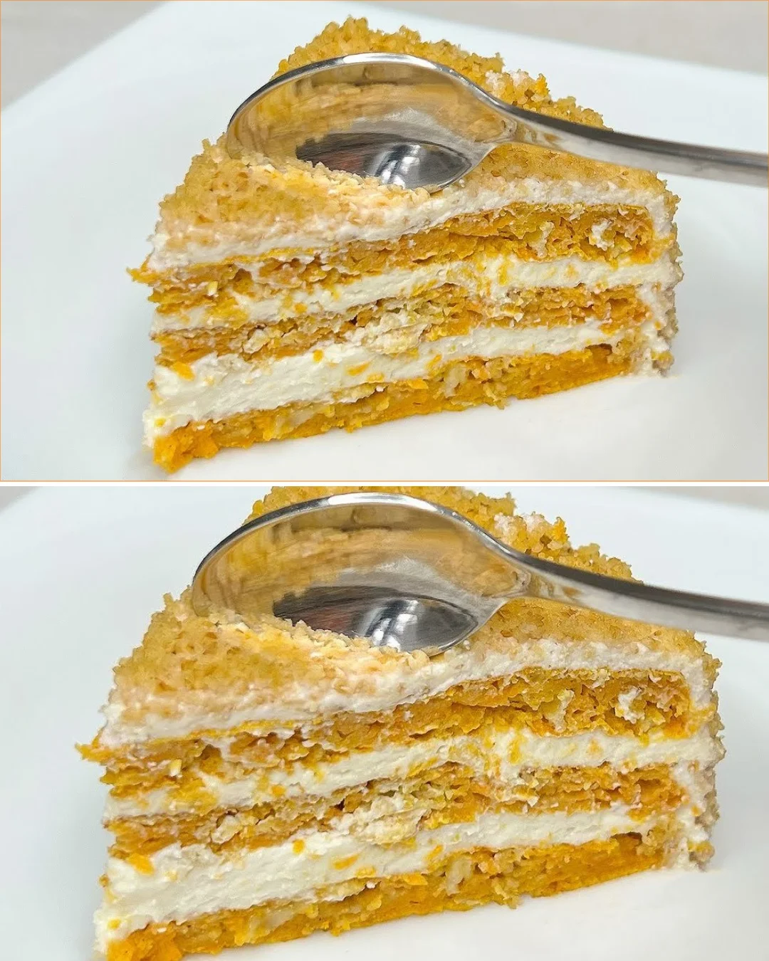 Moist carrot oatmeal cake topped with warm spices and garnished with nuts