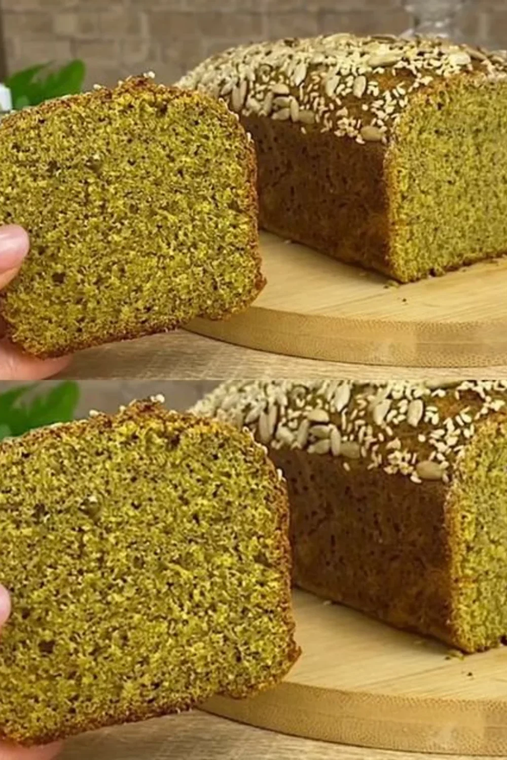 Freshly baked healthy lentil bread on a wooden table.