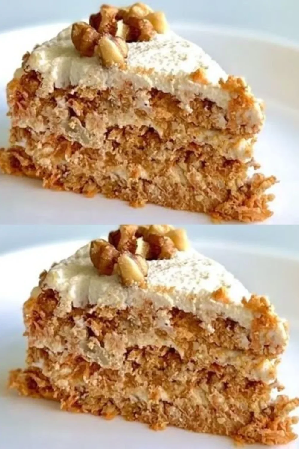 Delicious no-bake carrot cake topped with nuts and fresh fruits, healthy dessert.