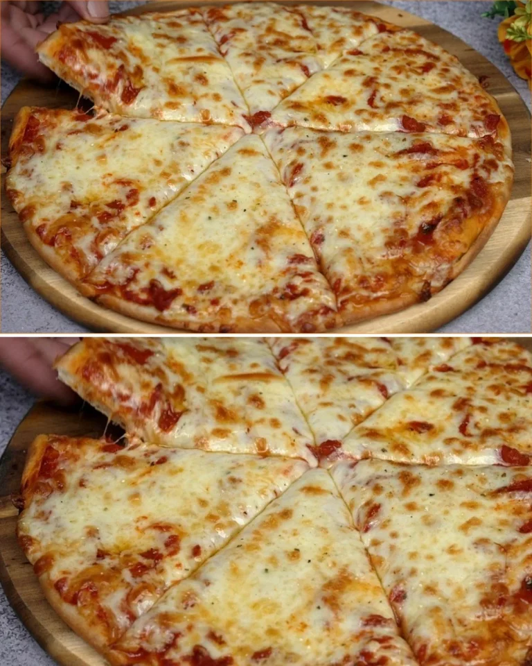 Delicious homemade No-Knead Pizza with fresh toppings and golden crust