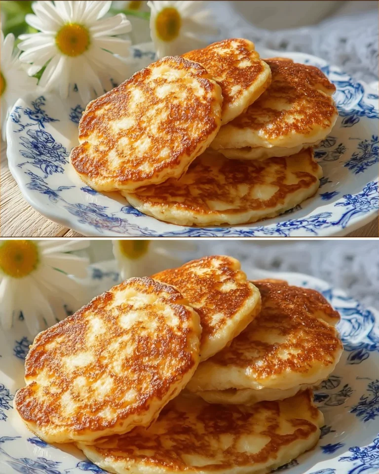 Stack of oatmeal apple pancakes topped with fresh apples and syrup