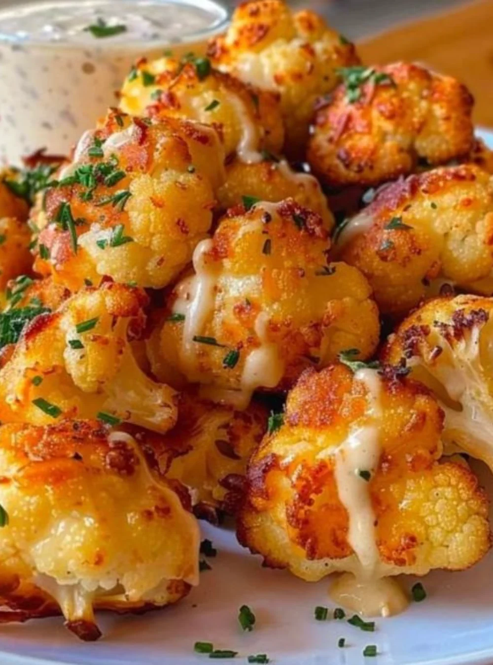 Crispy oven baked cauliflower with cheese, a delicious side dish.