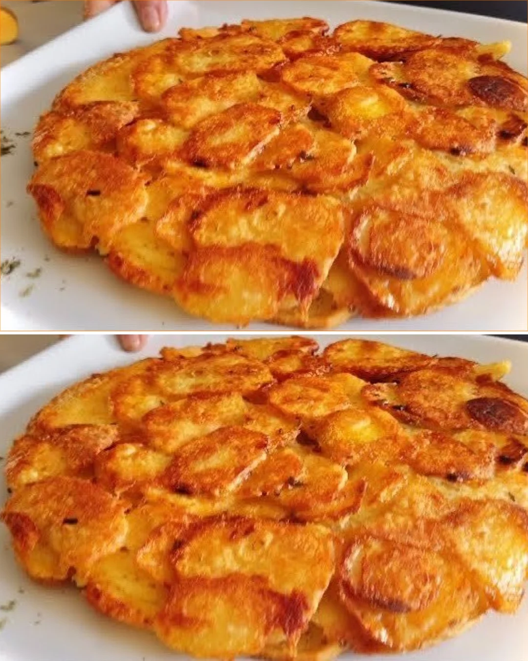 Delicious potato frittata served on a plate with herbs and spices.