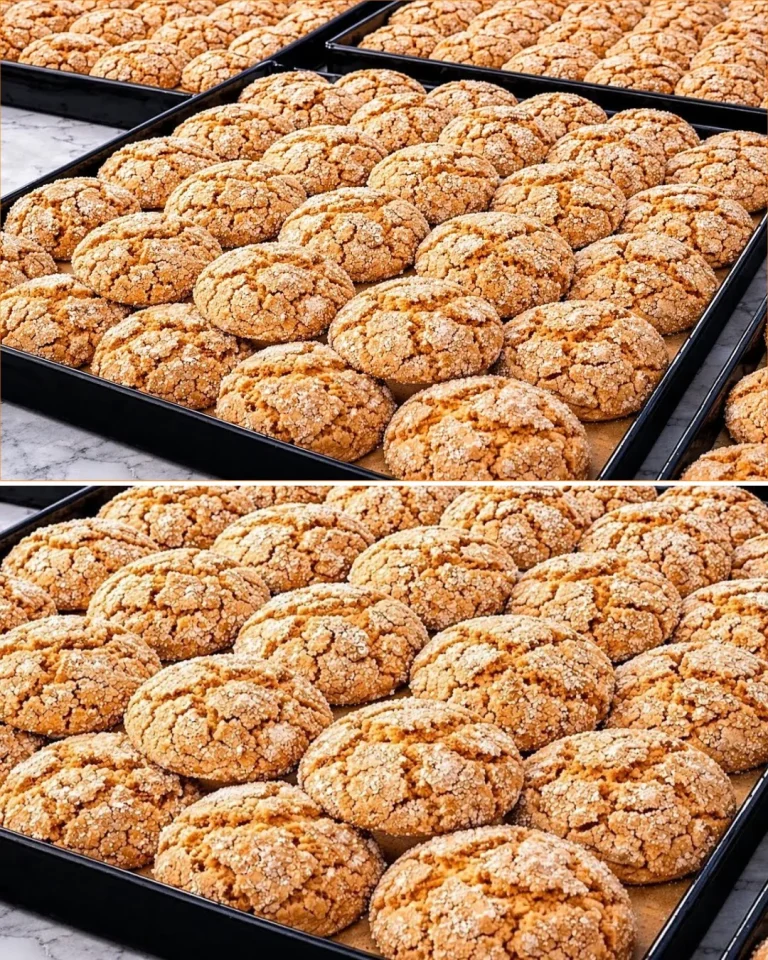 Freshly baked sesame cookies on a wooden plate