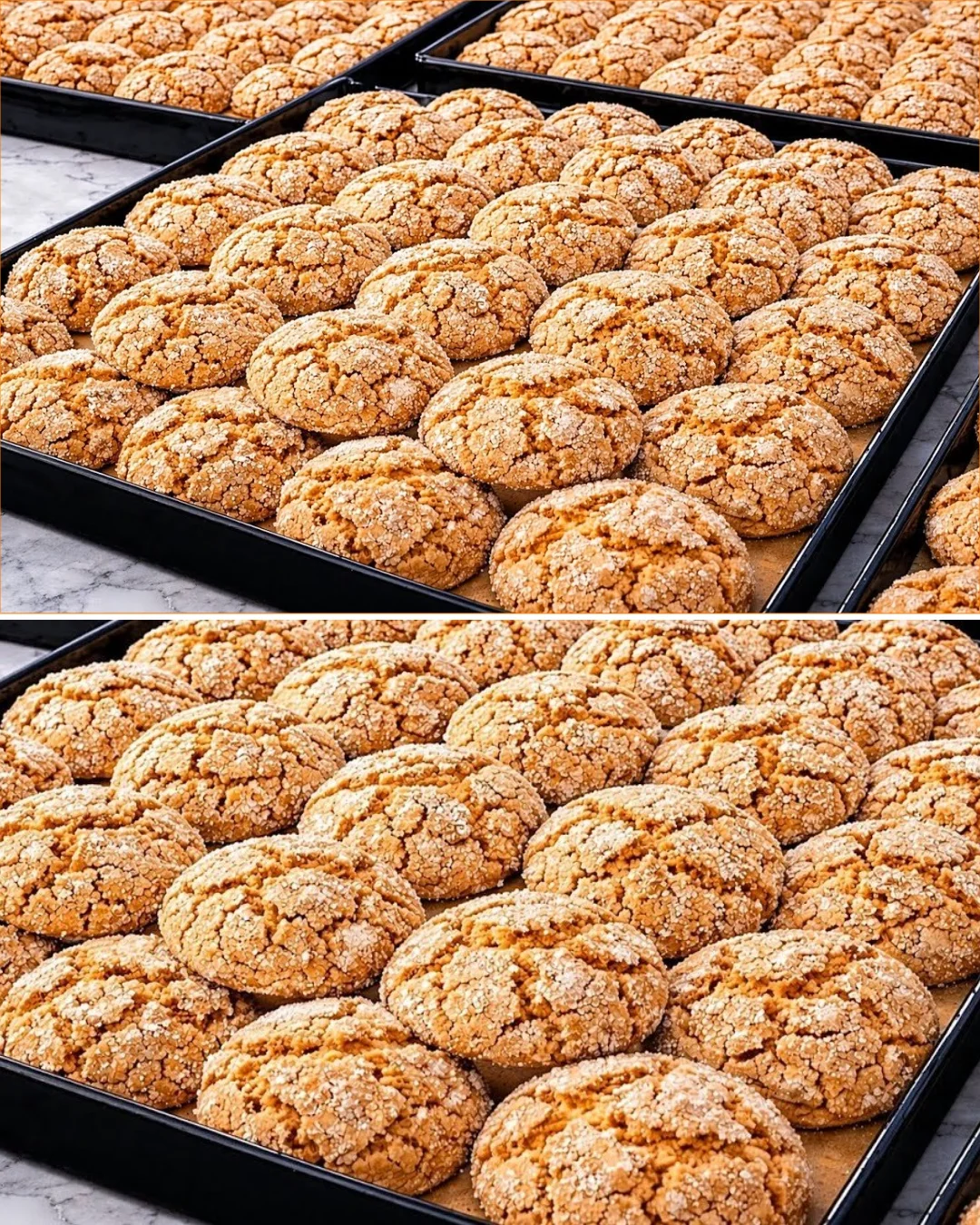 Freshly baked sesame cookies on a wooden plate