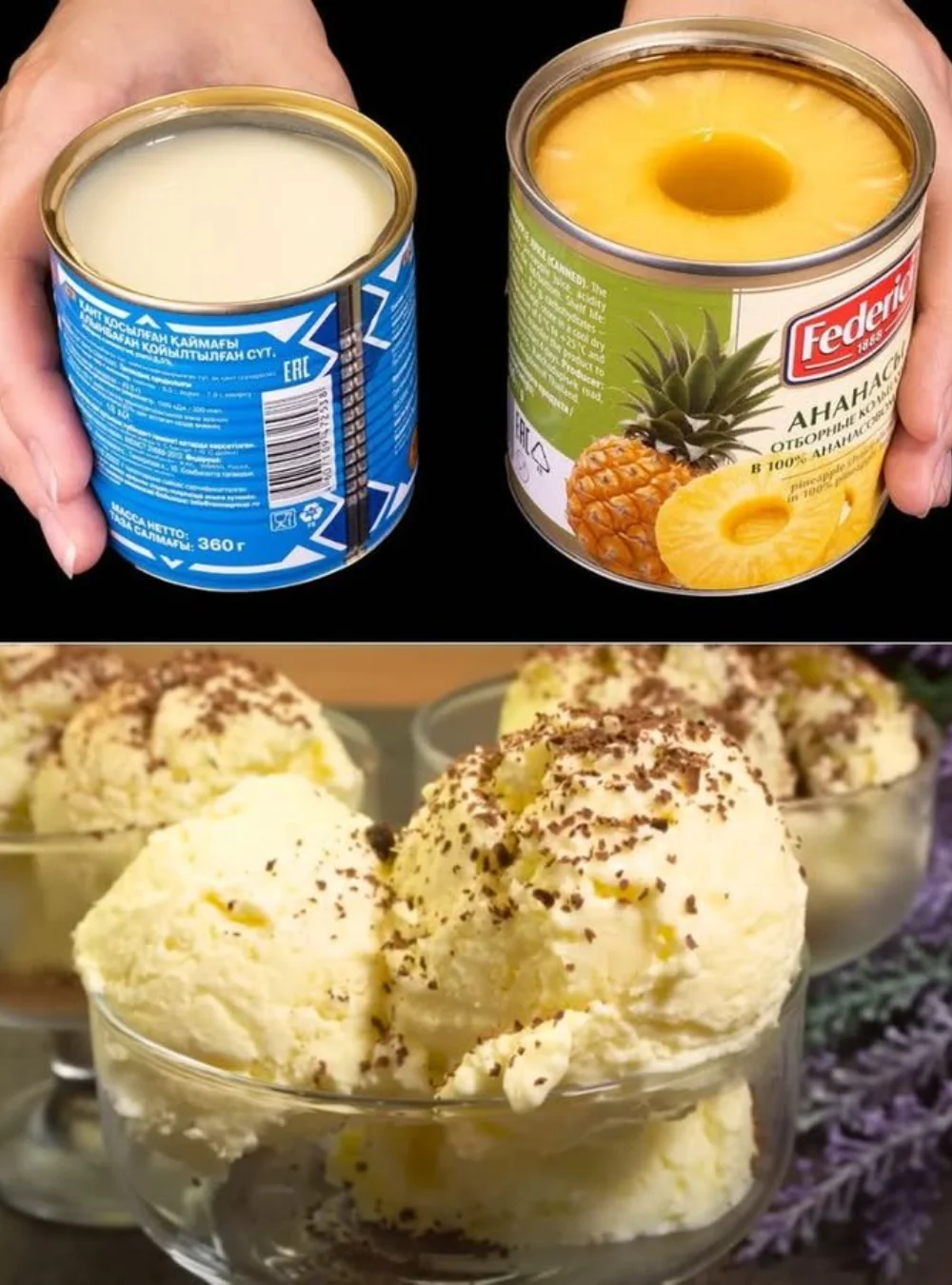 No-bake dessert with whipped condensed milk and pineapple on a plate.