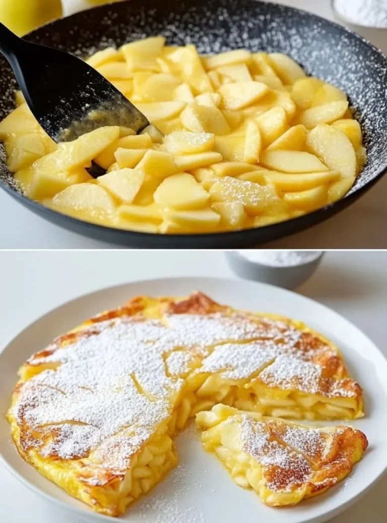 Delicious Apple Omelet served on a plate, ready to enjoy for breakfast.