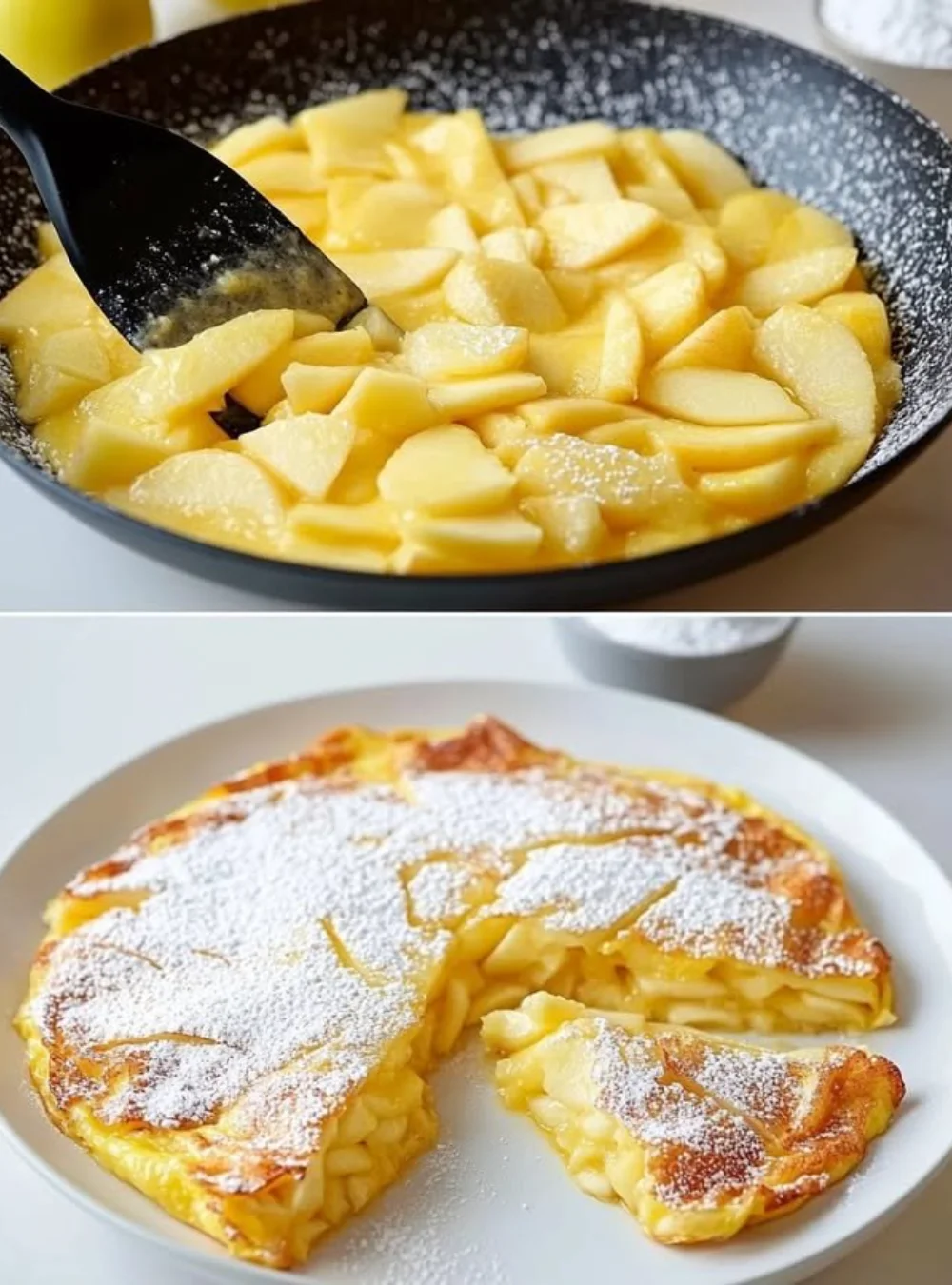 Delicious Apple Omelet served on a plate, ready to enjoy for breakfast.