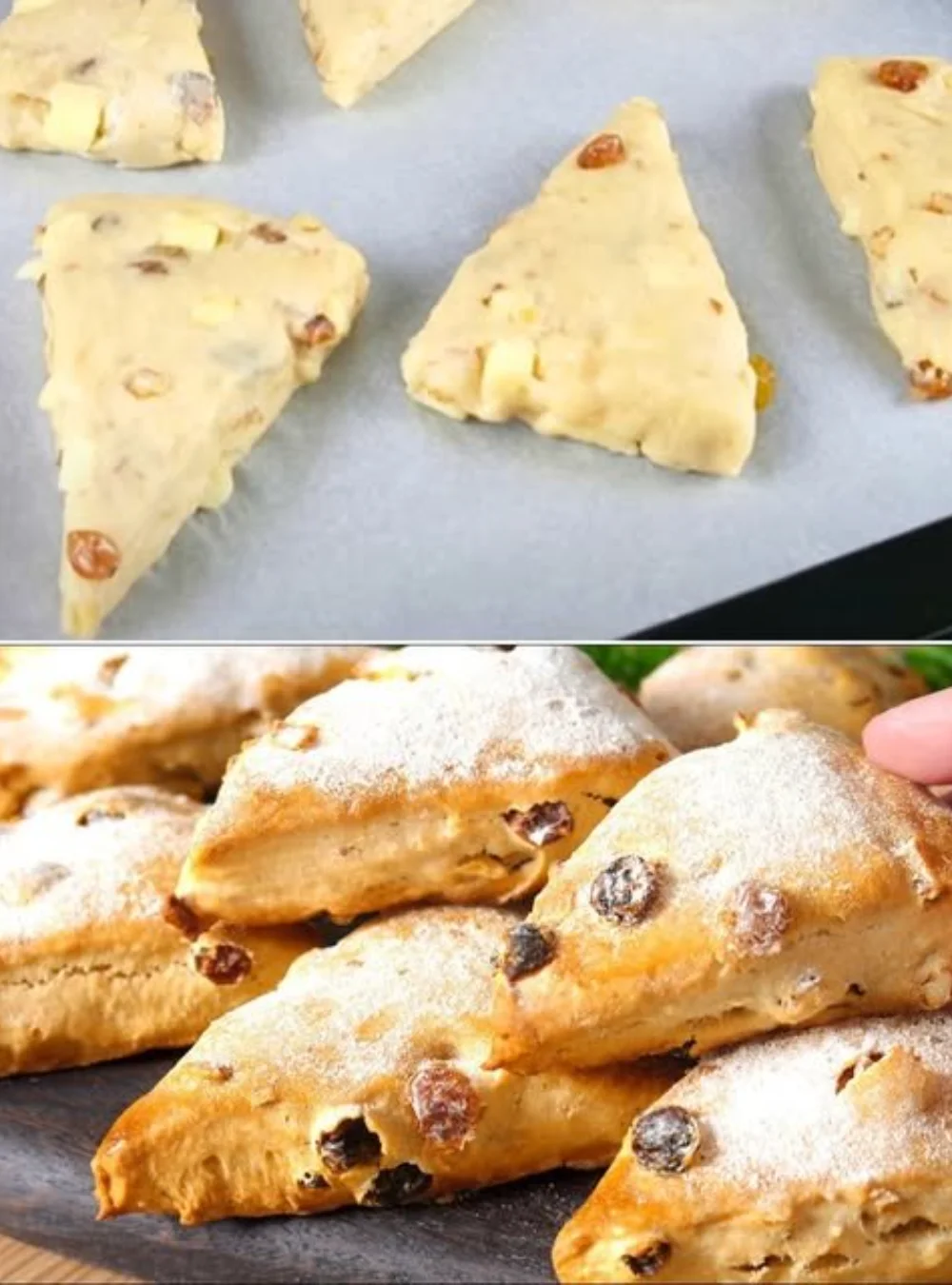 Delicious apple scones with soft texture and juicy apple bits for breakfast
