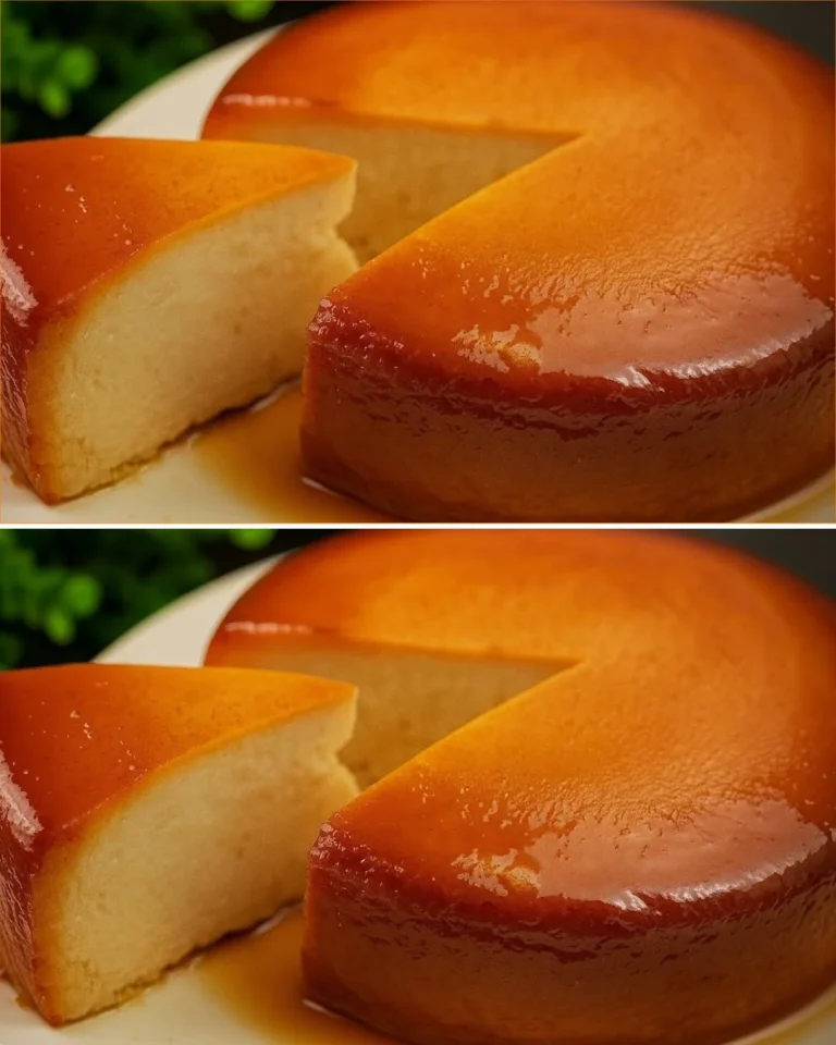 Delicious Banana Flan dessert topped with caramel sauce and fresh banana slices.