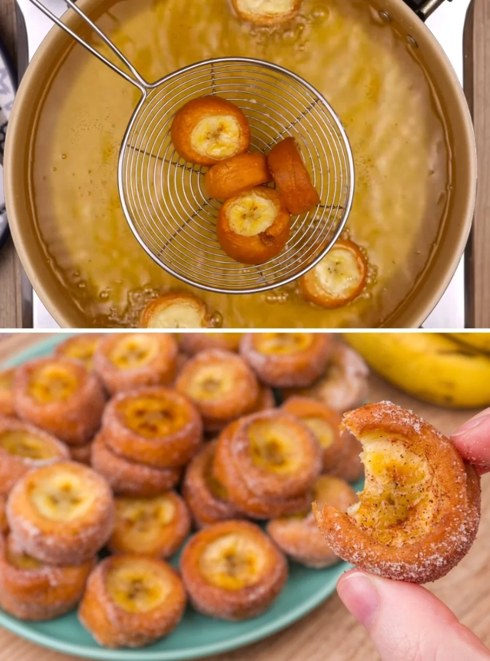 Sliced banana medallions on a plate, showcasing a delicious snack option.