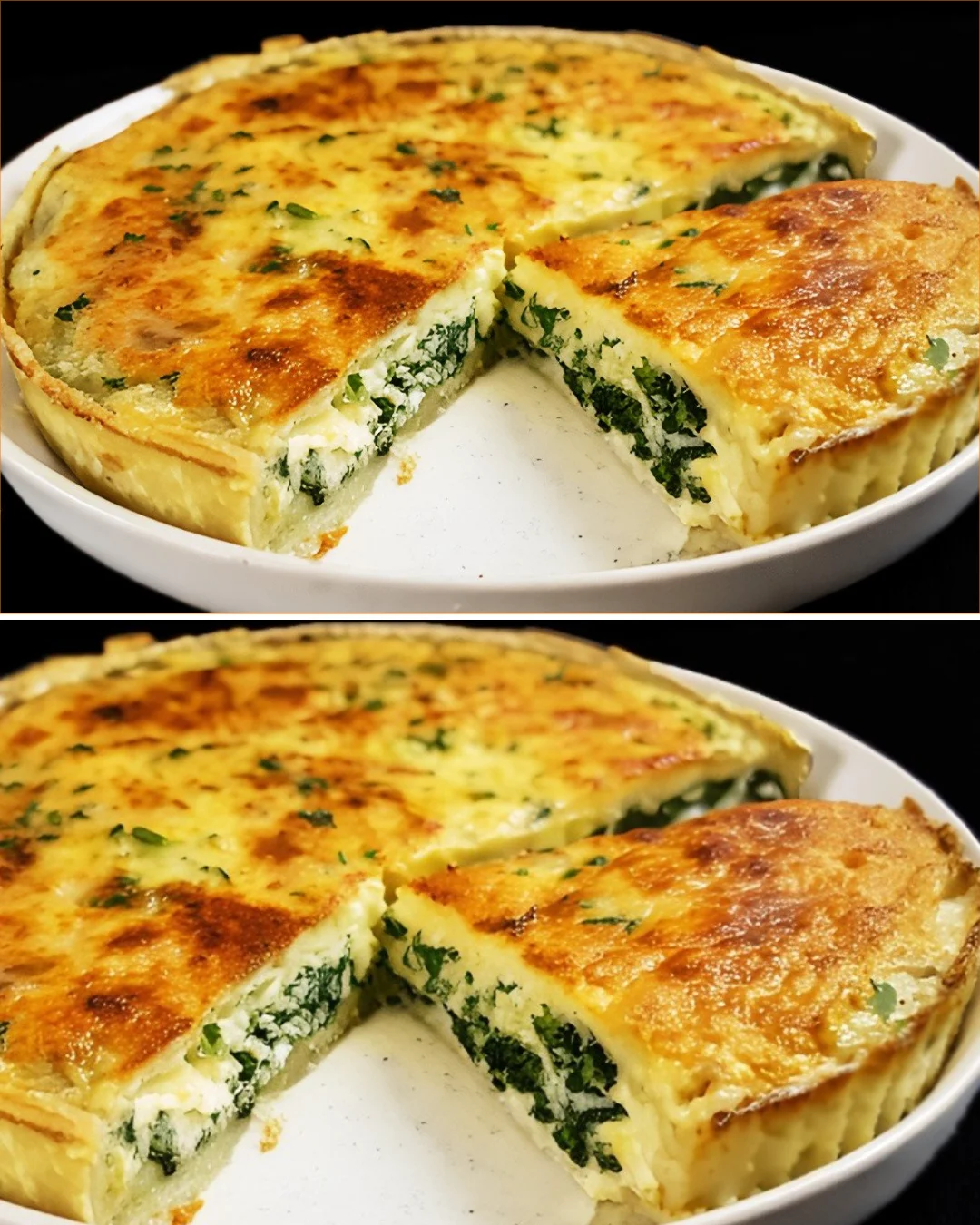 Classic Greek Spanakopita pie with spinach and feta