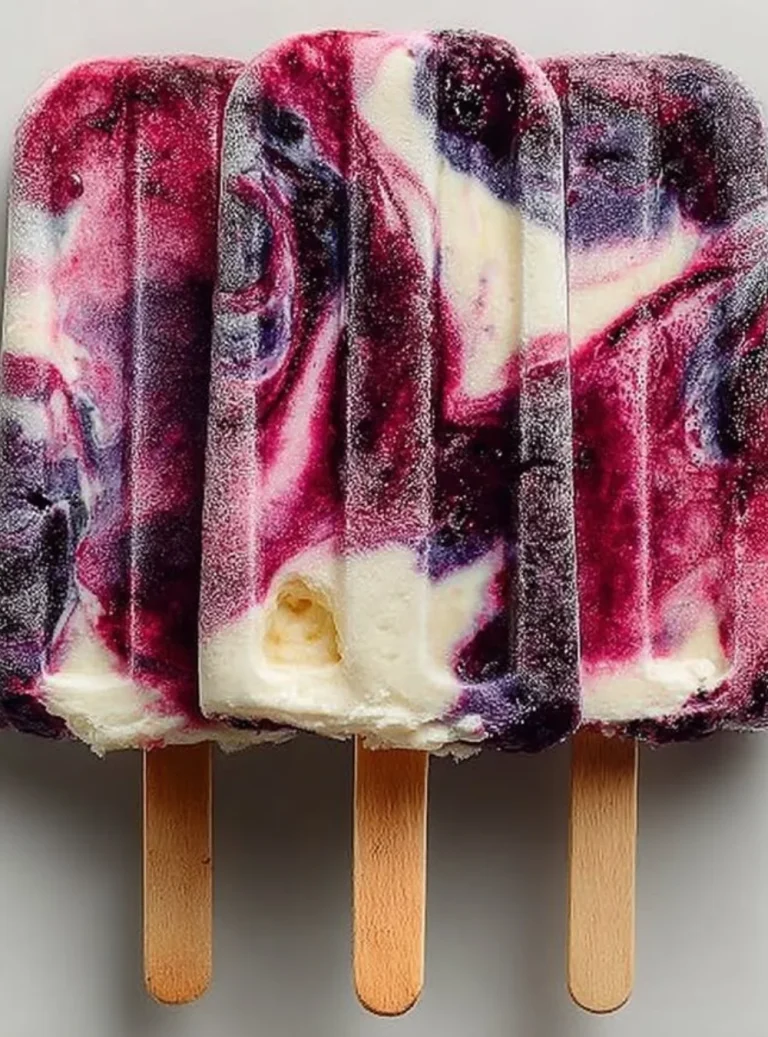 Homemade Coconut Blueberry Ice Pops in vibrant blue and white colors
