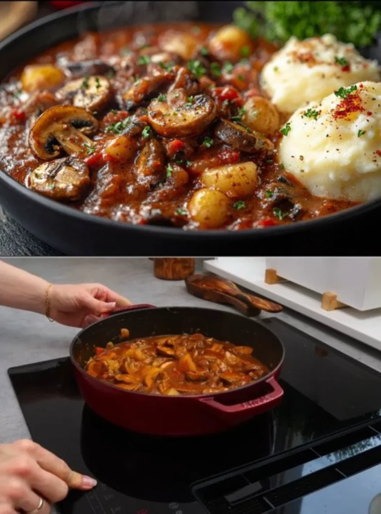 Creamy mushroom goulash served in a bowl, ideal for cozy dinners.
