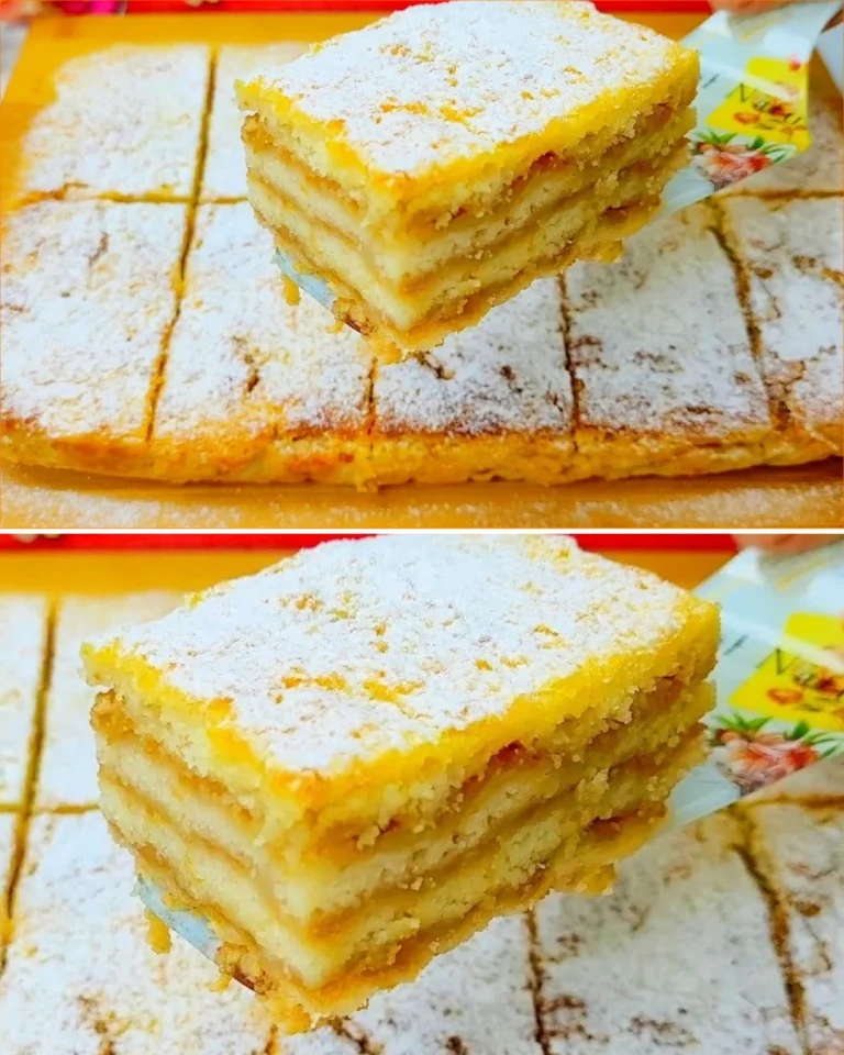 Crispy apple semolina tart with cinnamon on a rustic wooden table.