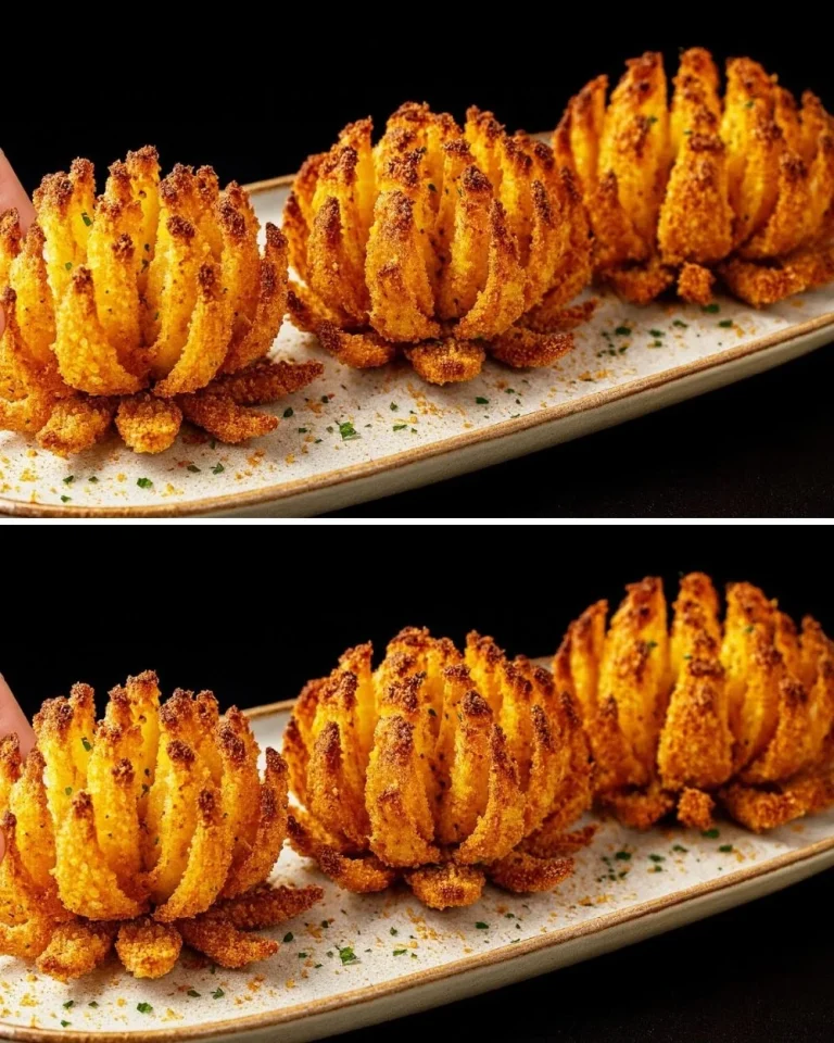 Crispy baked onion rings served with fresh cucumber avocado sauce