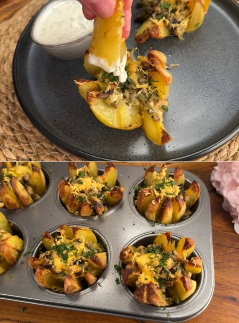 Delicious crispy potato snack topped with melted cheese and spices