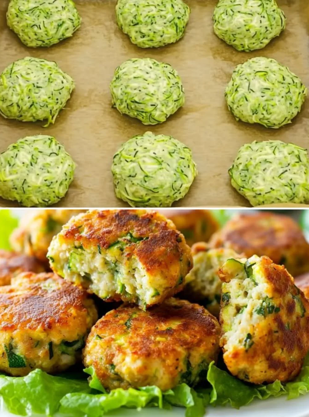 Plate of crispy zucchini meatballs served with marinara sauce
