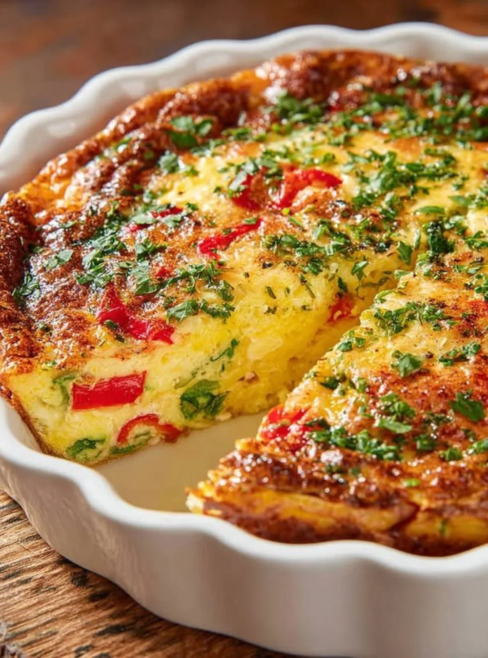 Crustless zucchini quiche served for a cozy weekend brunch