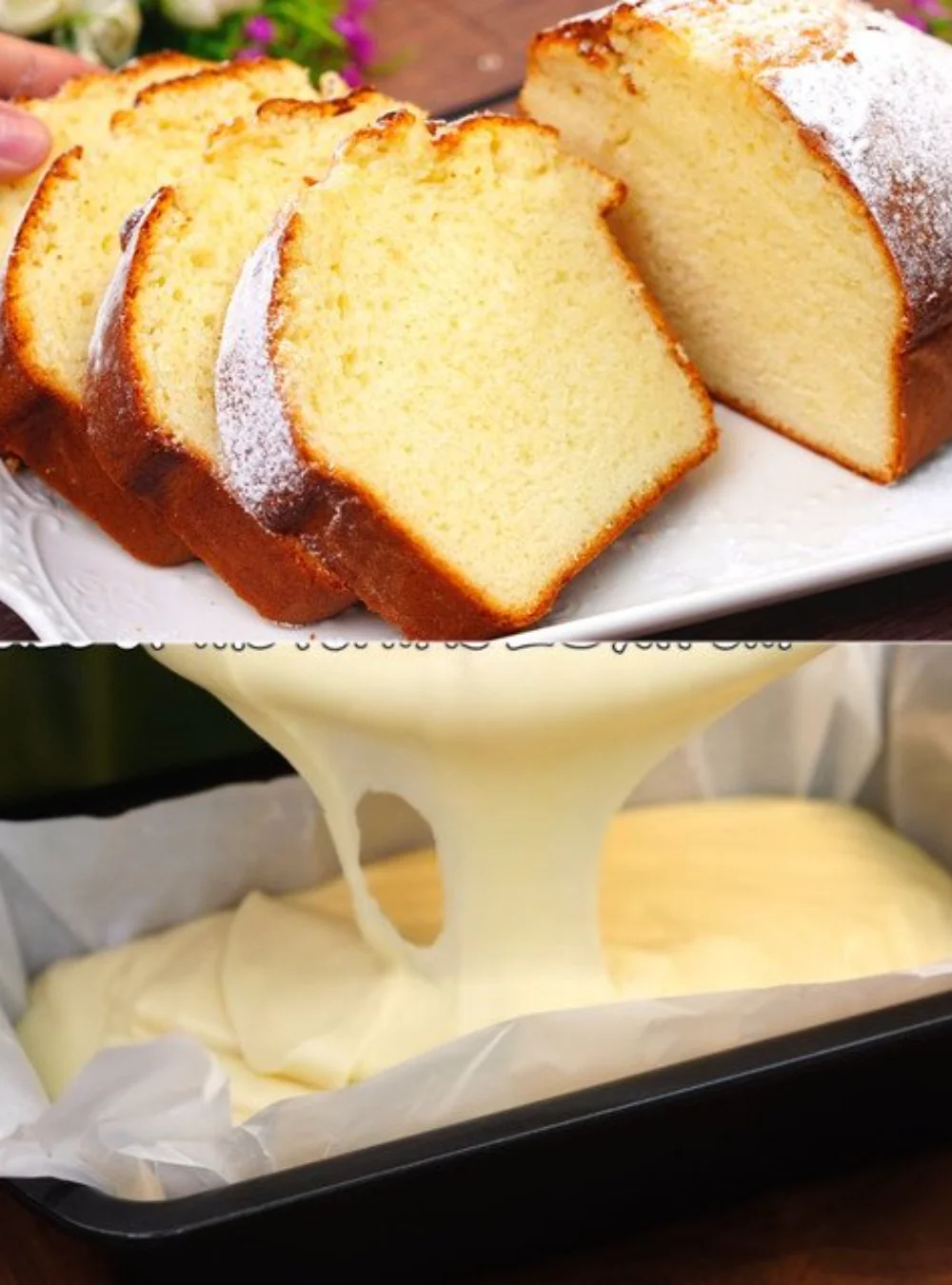 Slice of easy creamy cake made with condensed milk