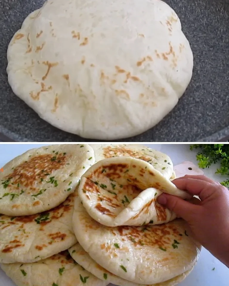 Homemade no-oven Turkish bread fresh out of the pan