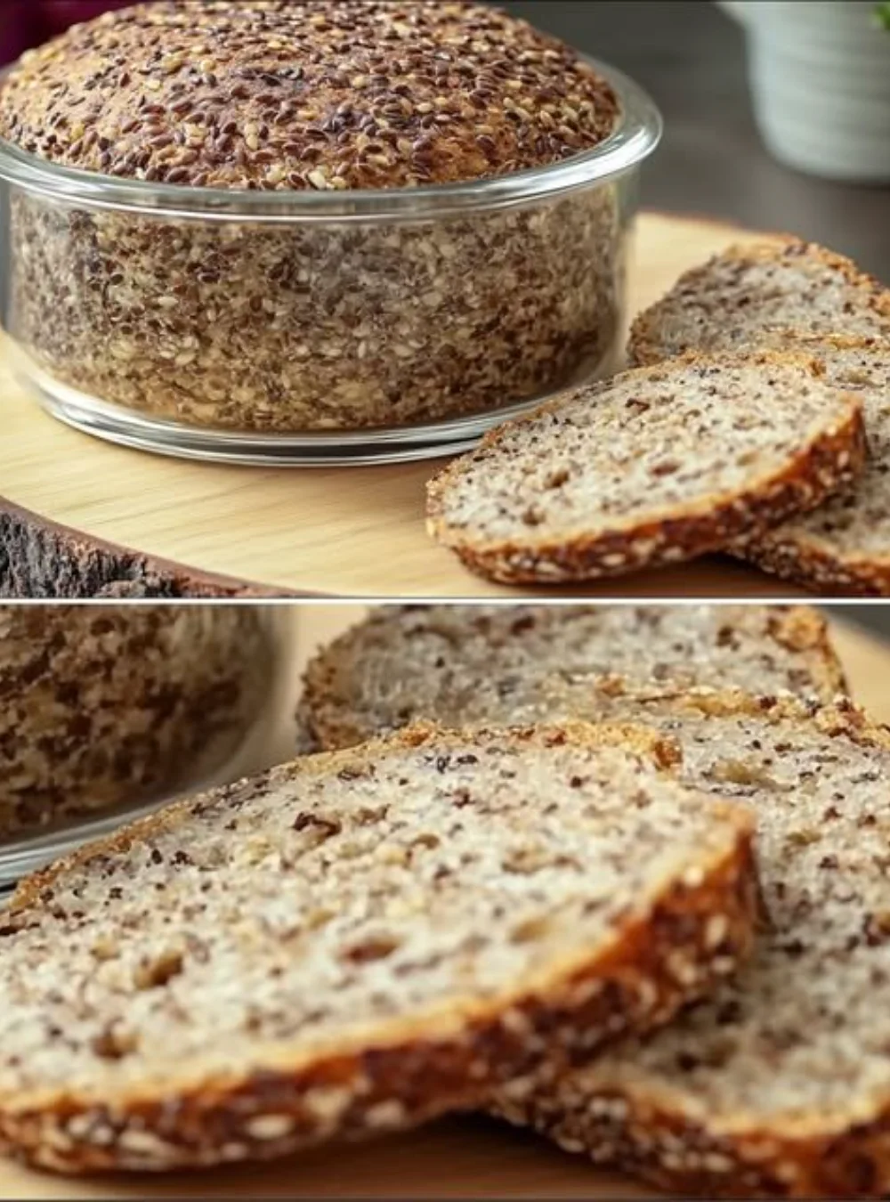 Delicious homemade Flaxseed Bread with psyllium, flour and sugar-free