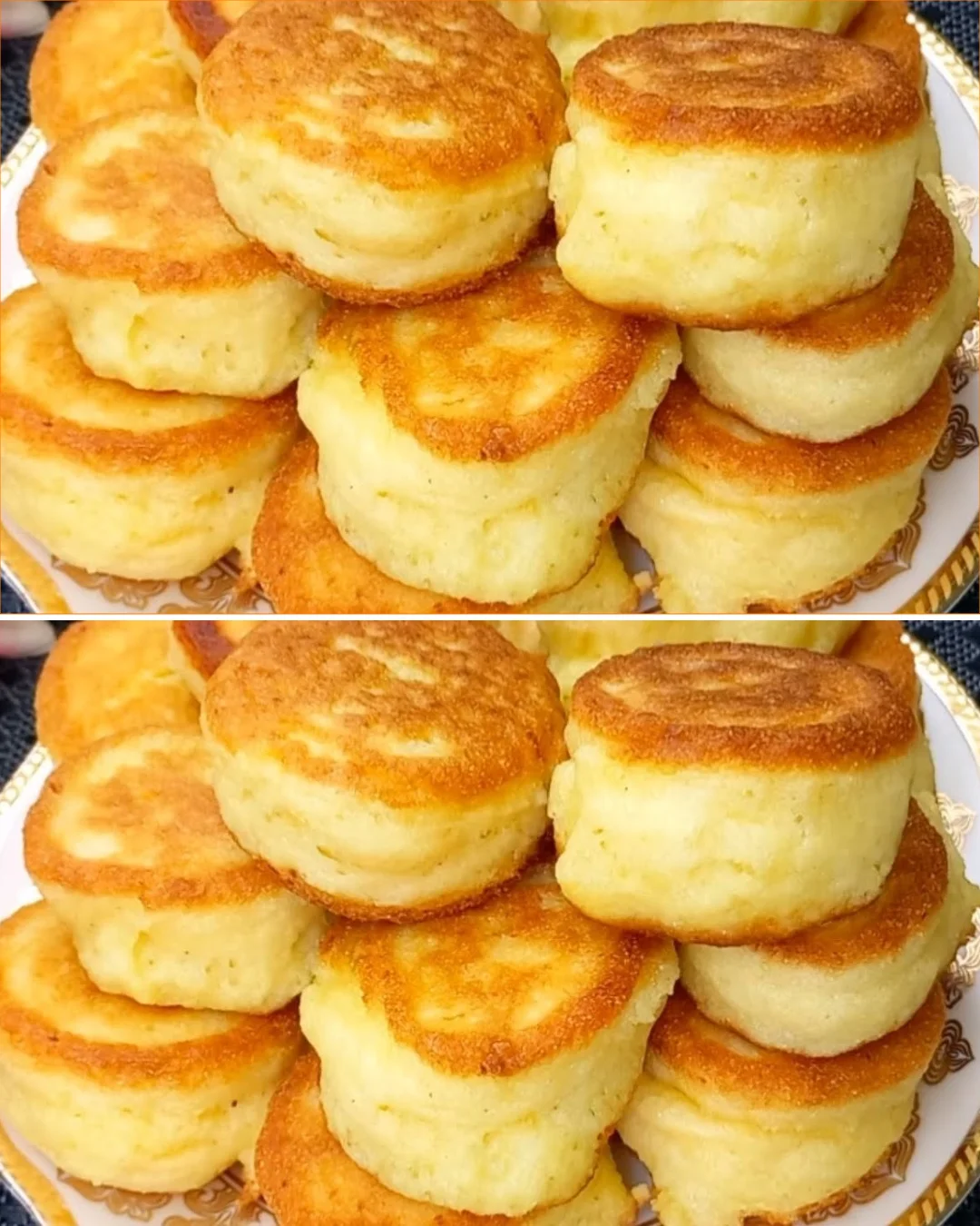 Delicious soft and fluffy flourless pancakes stacked on a plate