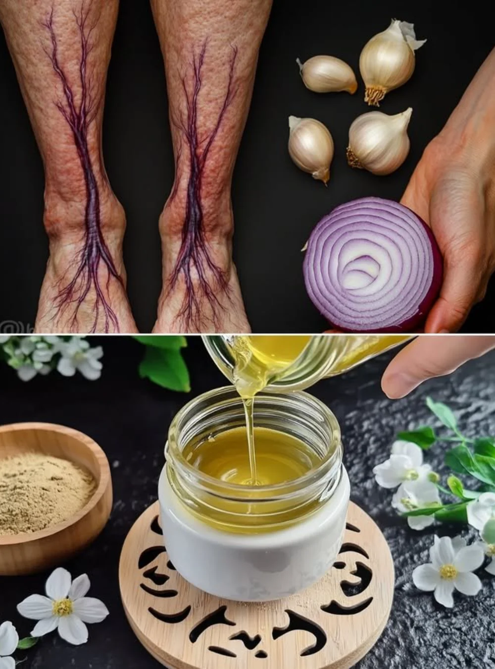 Home remedy garlic-onion oil for treating varicose veins