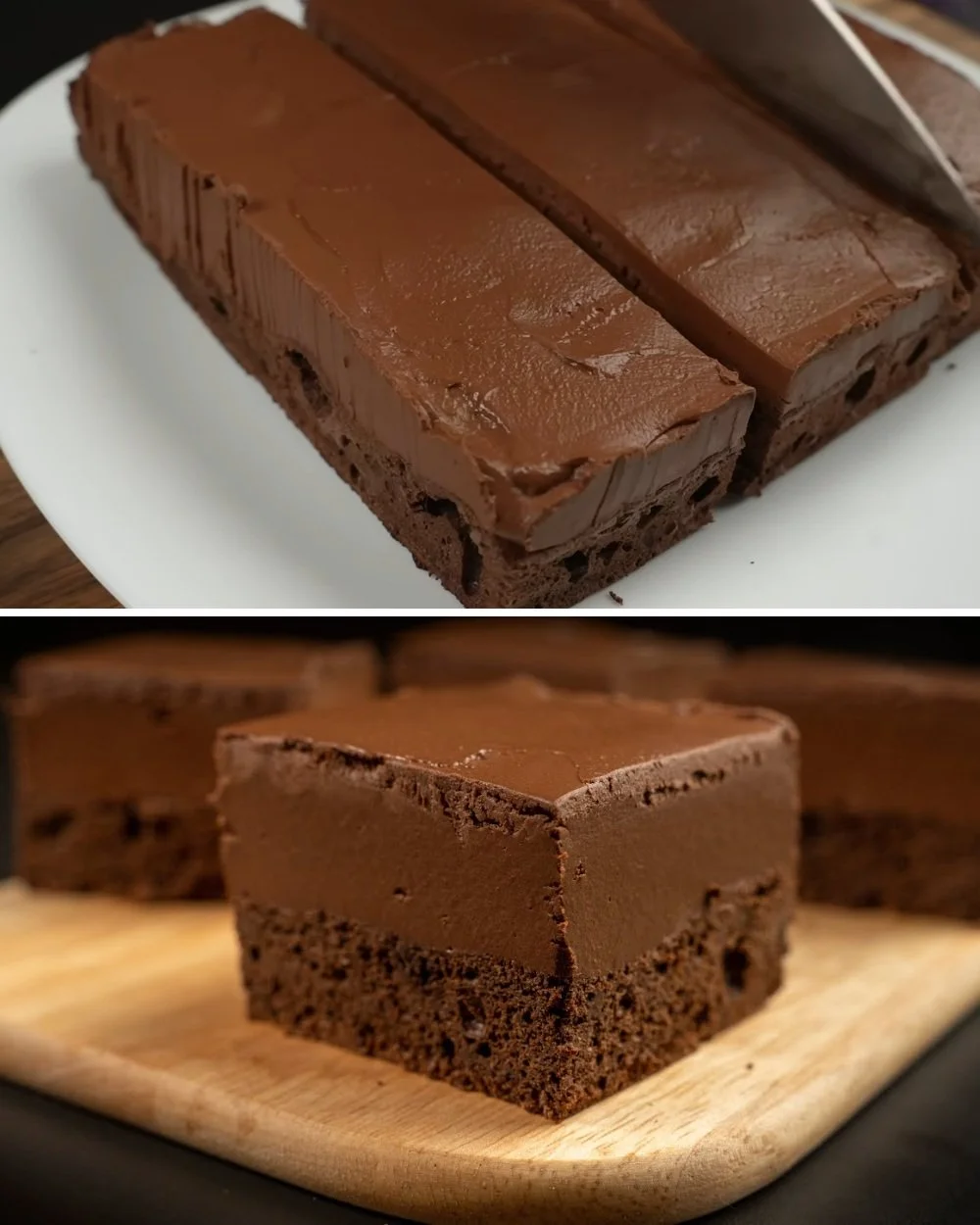 Homemade healthy high-protein chocolate bars on a wooden table