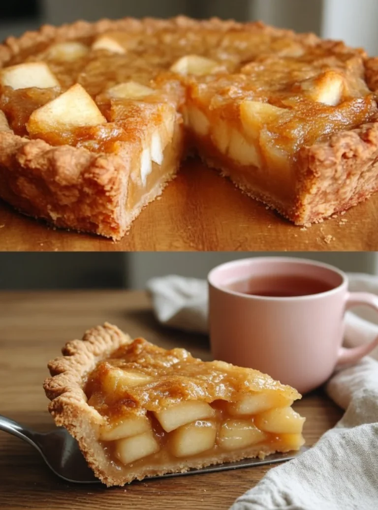 Healthy sugar-free apple pie slice on a plate with a fork